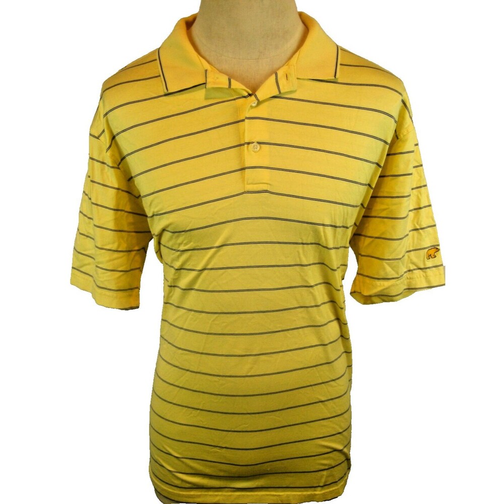 Mens Jack Nicklaus Golden Bear Yellow Cotton SS Golf Polo Casual Shirt sz XL